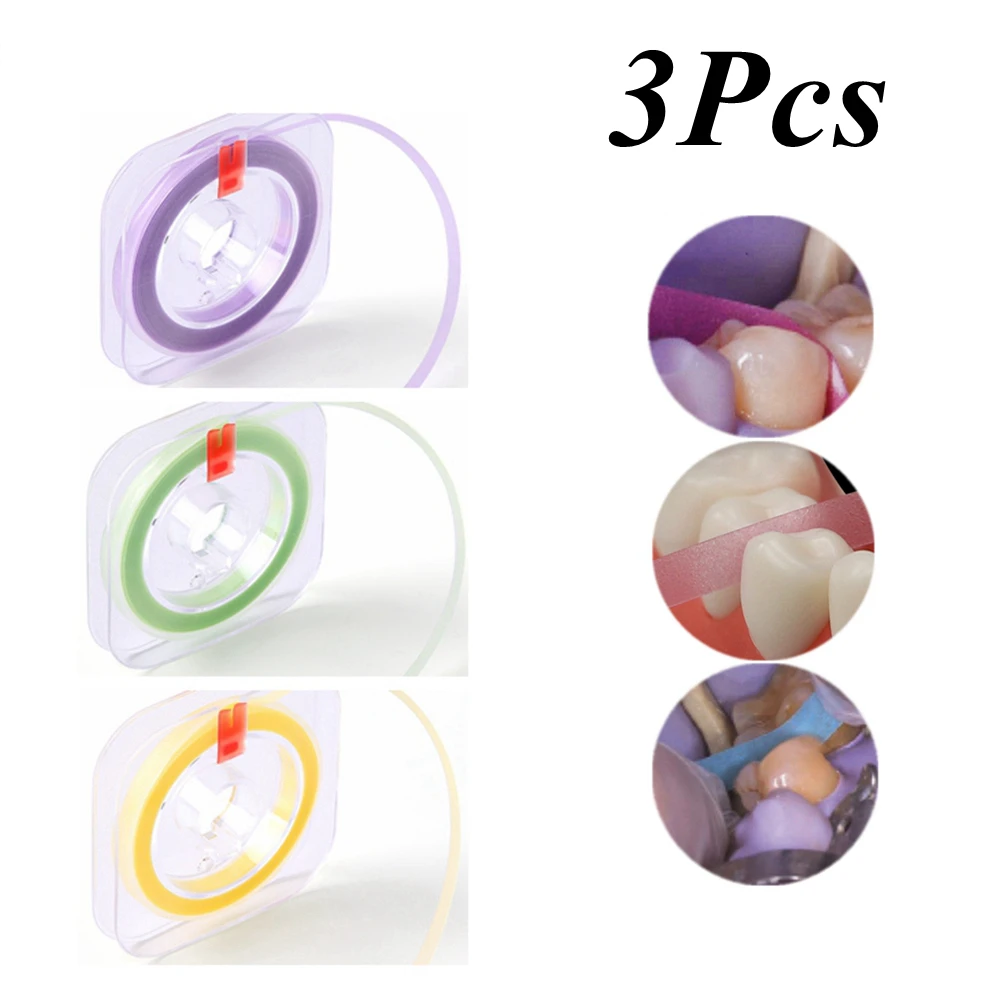 Rollo de tira de pulido Dental de 3 piezas, 6m x 4mm, lijado de dientes de resina, herramienta de dentista resistente al desgarro, Material de odontología