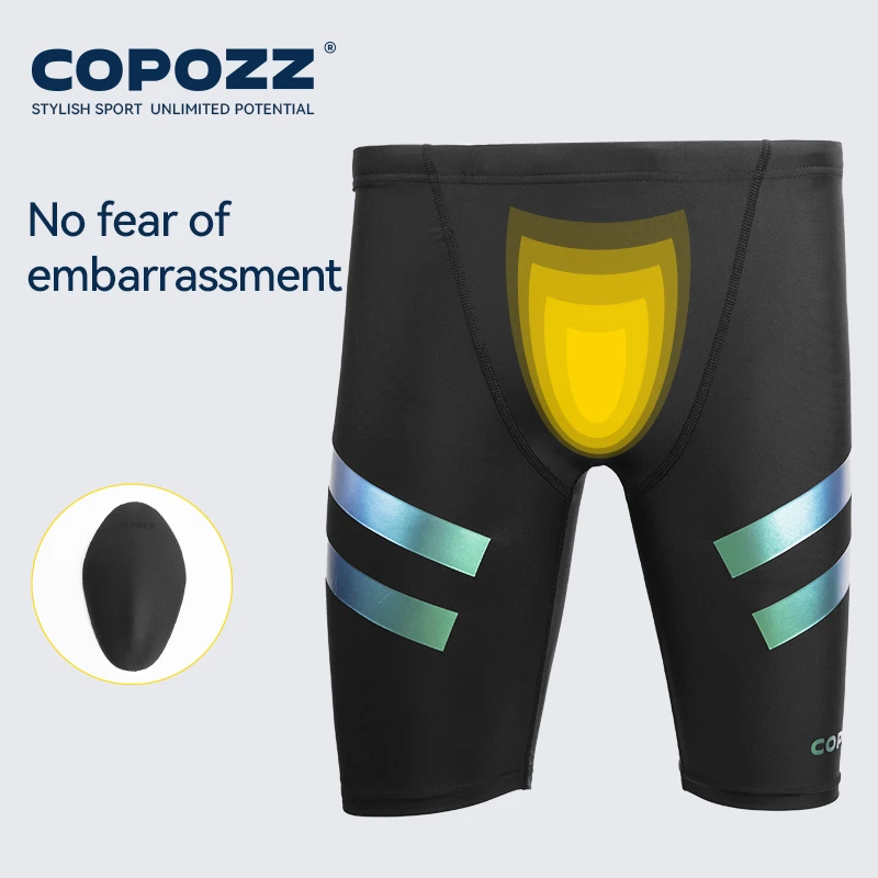 COPOZZ bañador para hombre, pantalones cortos de natación, traje de baño deportivo de competición, transpirable, secado rápido, pantalones de playa