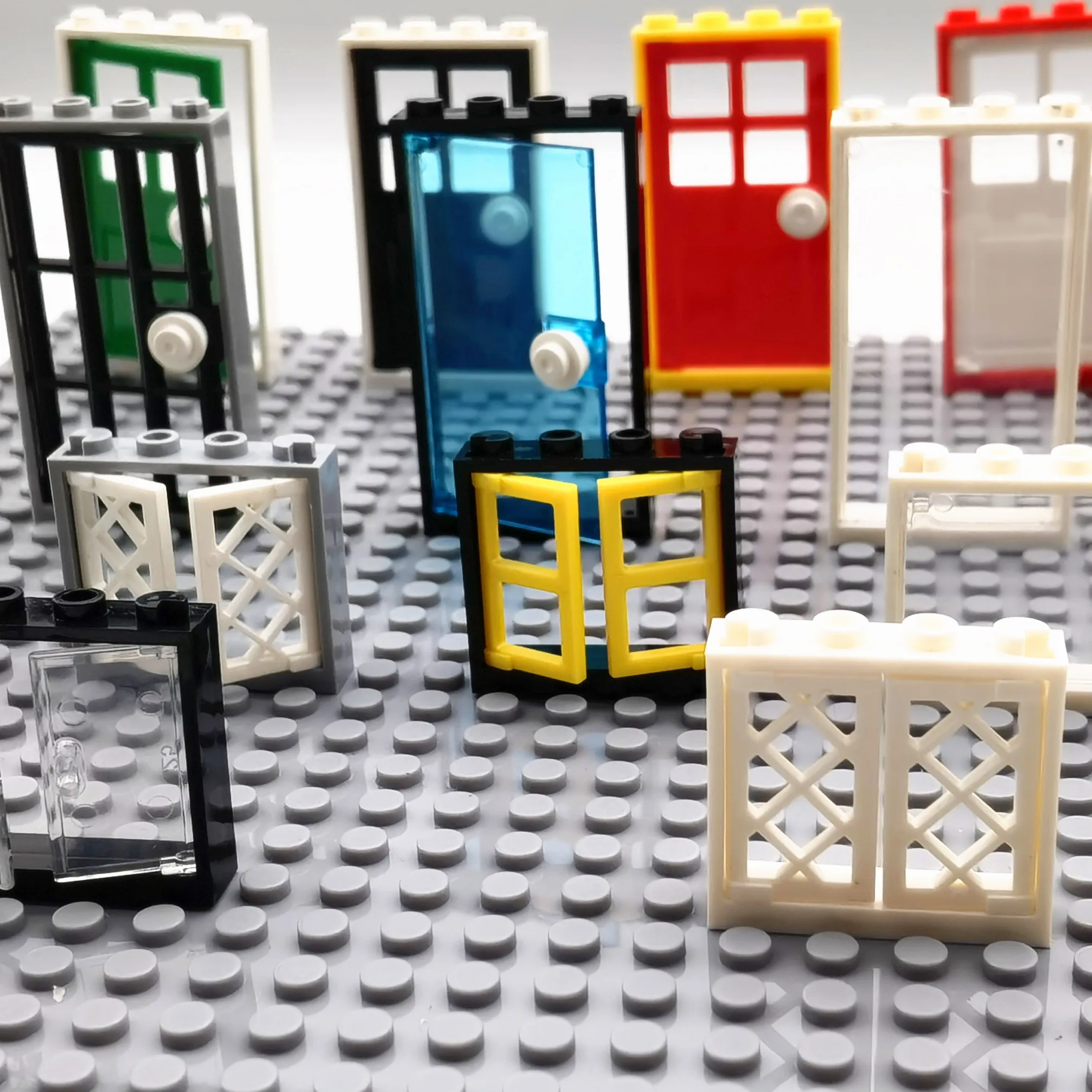 MOC-puertas de casa, ventanas, piezas de bloques de construcción, ciudad, amigos, juguetes, bloques clásicos compatibles, juguetes para niños, regalos