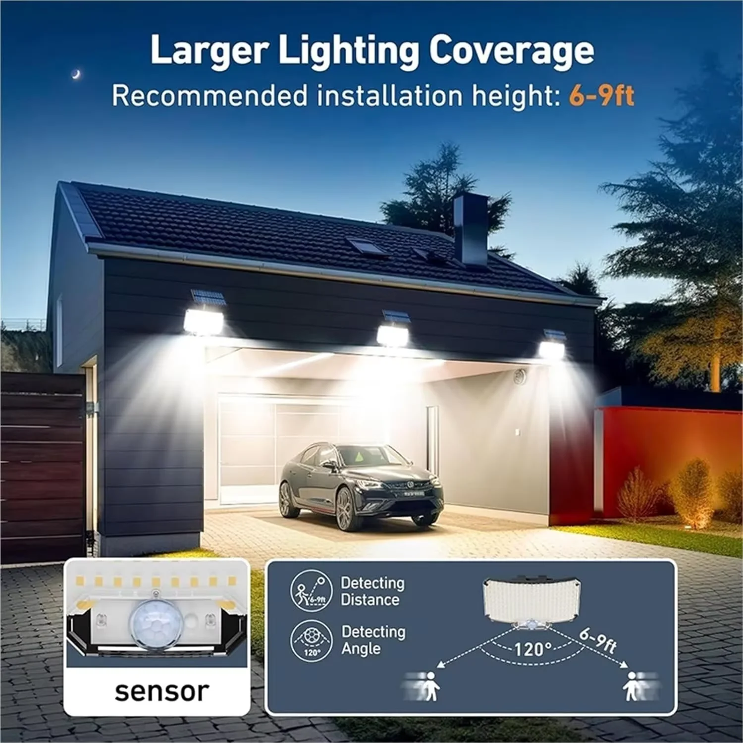 Nuevas Luces Solares para Exteriores 234LED, Luz de Seguridad con Sensor de Movimiento, Lámpara de Pared 234LED, IP65 Impermeable para Jardín