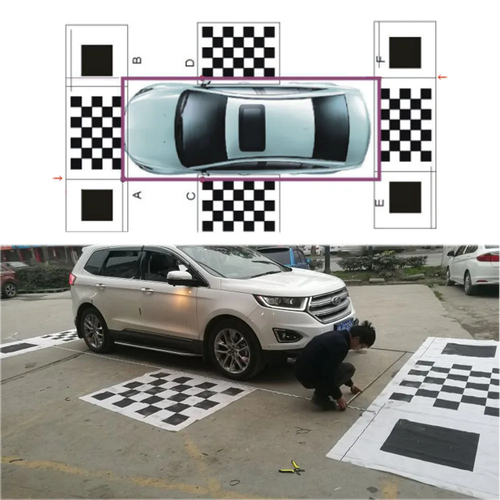 Paño de Calibración 3D 2D Panorámico para Coche, Paño de Depuración para Sistema de Visión 360 Grados con Cámara de Vista de Pájaro, Especial, 4 Piezas/Set