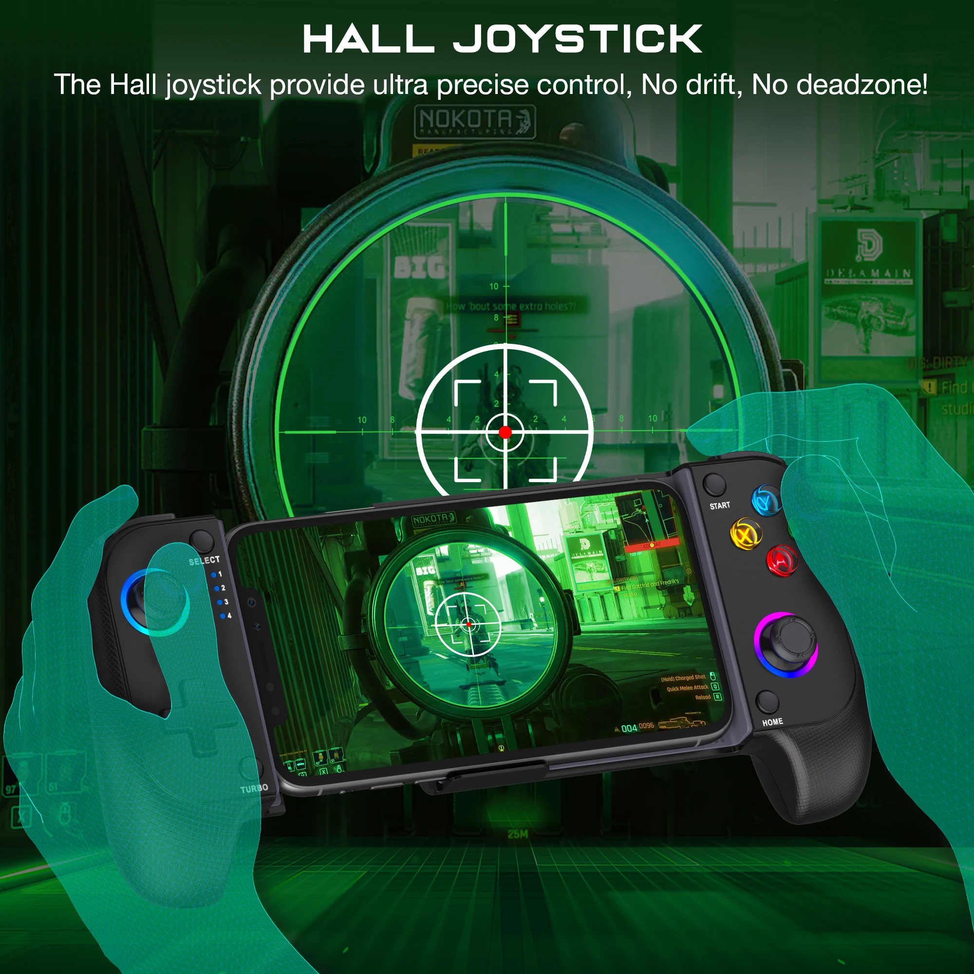 DinoFire-mando para teléfono móvil, Joystick para iPhone, Control Android, controlador Bluetooth, gatillo con efecto Hall, palo, juego móvil