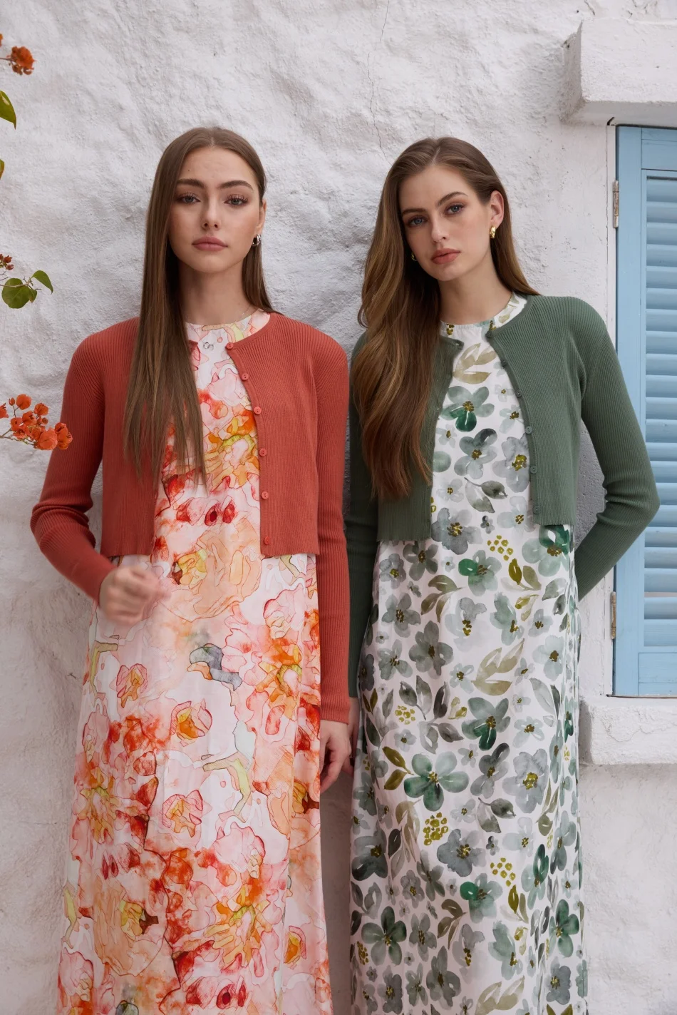 Camisa de lino AS SS26 + colección de vestidos estampados, conjunto de lino estampado de alta calidad y cárdigan de punto para mujer