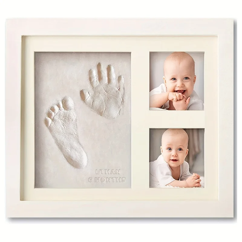 Marco de fotos de arcilla con huellas y manos de bebé, crea recuerdos duraderos con esta kit de huellas y manos de bebé, regalos para niños y niñas