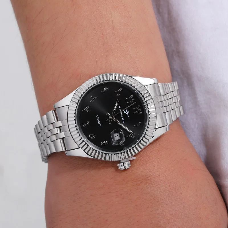 Relojes de moda para hombre con fecha, reloj deportivo informal de lujo de alta gama, relojes de pulsera clásicos de cuarzo de negocios para hombre de acero inoxidable