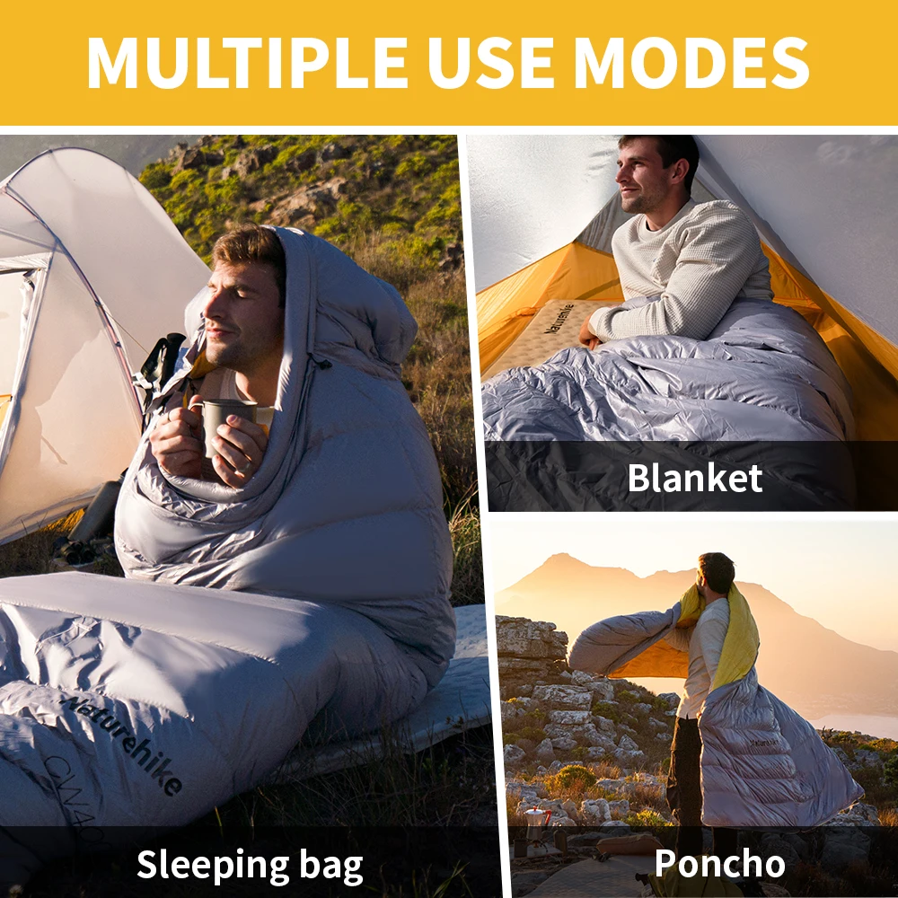 Naturehike-saco de dormir CW400, saco de dormir ligero de invierno 650FP con plumón de pato, ultraligero, impermeable, para senderismo, Camping