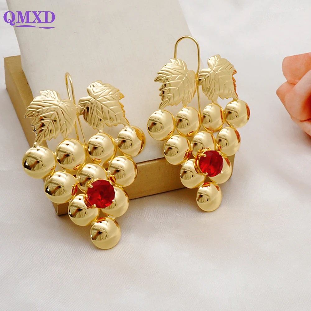 Pendientes bohemios de moda para mujer, aretes de gota de uva, pendientes africanos, pendientes de gota de cobre de Color dorado de fruta para mujer, regalo de fiesta de boda