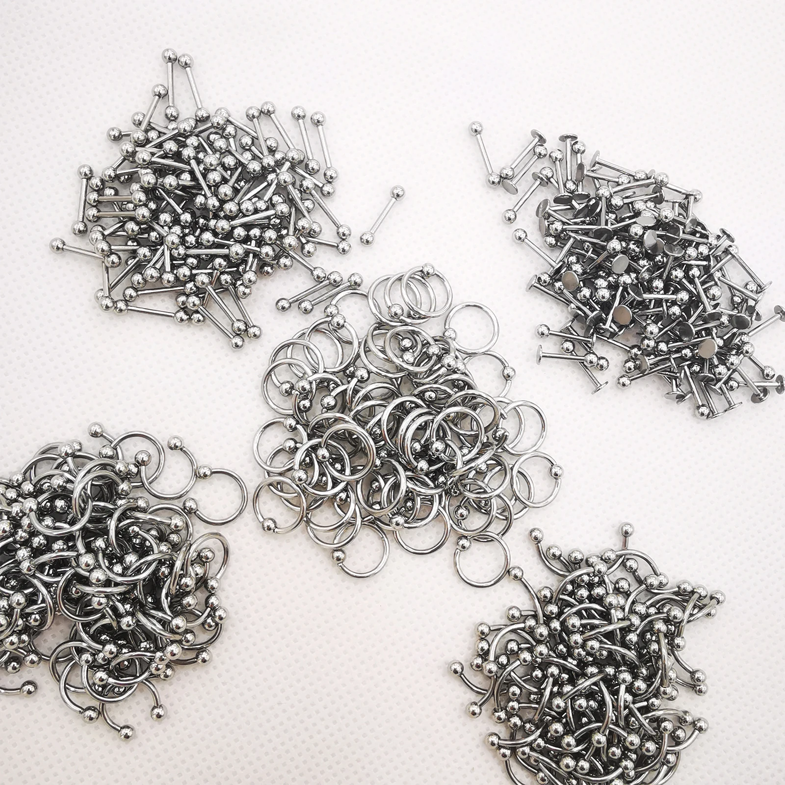 100 unids/lote anillo de cuentas cautivas Cirvular curvo recto Labret barra nariz ceja labio pendientes joyería del cuerpo de acero inoxidable