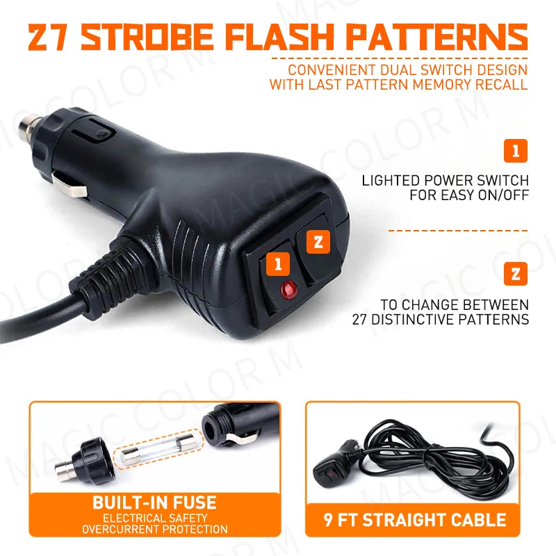 Luz Estroboscópica de 40 LED, Lámpara de Advertencia Delantera, Barra para Parabrisas de Auto, Luz Intermitente de Tráfico, Amarillo/Blanco, Accesorios para Auto, 12V-24V