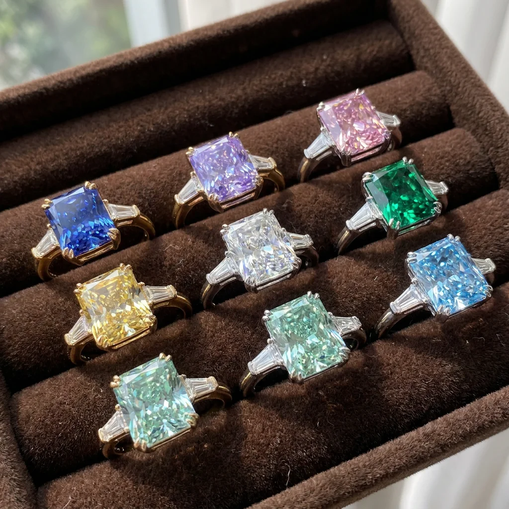 Anillo de Boda Bocarman, Plata S925, Rectangular, Verde Menta, Zirconia Corte Hielo, Elegante Regalo de Aniversario para Ella