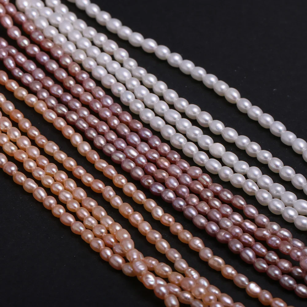 4-5mm AA perla Natural de agua dulce arroz blanco rosa púrpura punzón cuentas sueltas para hacer joyería DIY pulsera collar Accesorios
