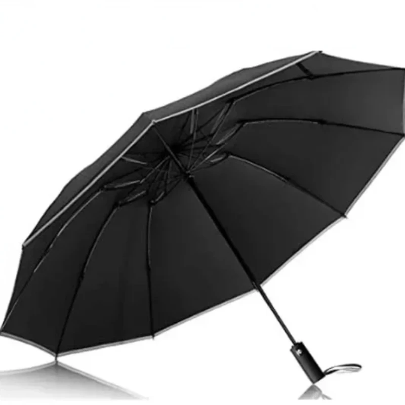 Paraguas plegable inverso completamente automático para hombres y mujeres con paraguas UV con raya reflectante a prueba de viento