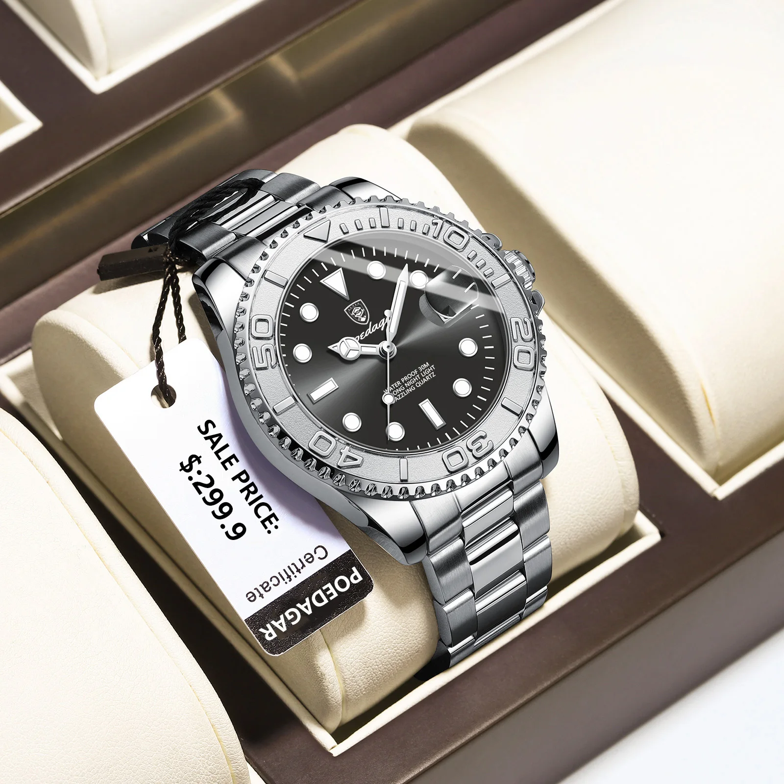 Reloj POEDAGAR de lujo para hombre, reloj resistente al agua con fecha luminosa para hombre, reloj masculino de acero inoxidable, relojes deportivos de cuarzo a la moda para hombre