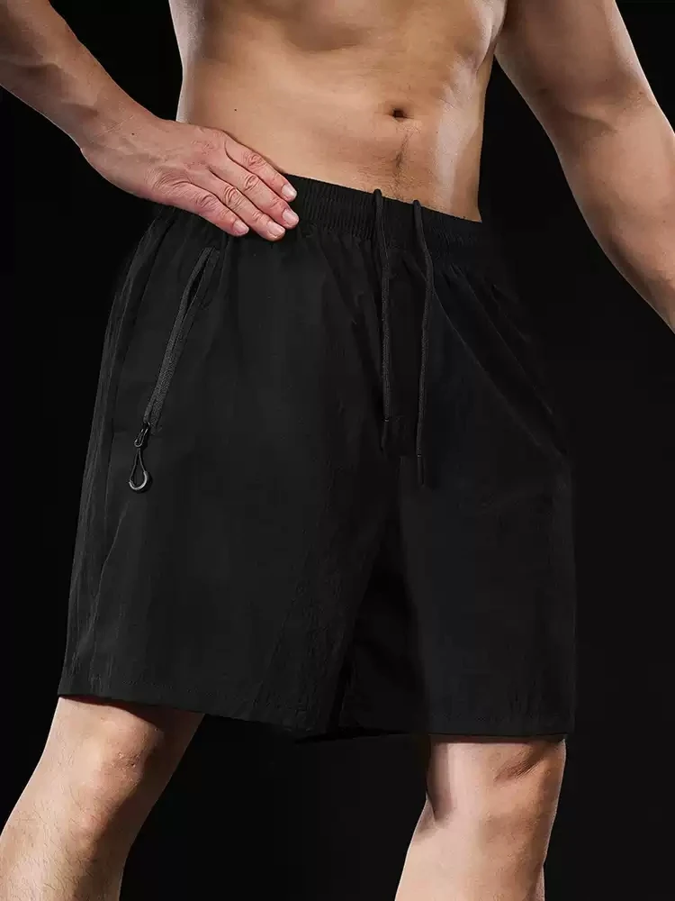 Pantalones cortos de verano para correr, ropa de gimnasio, pantalones cortos deportivos para hombre, impermeables, para tenis, baloncesto, fútbol, entrenamiento, con bolsillo con cremallera.