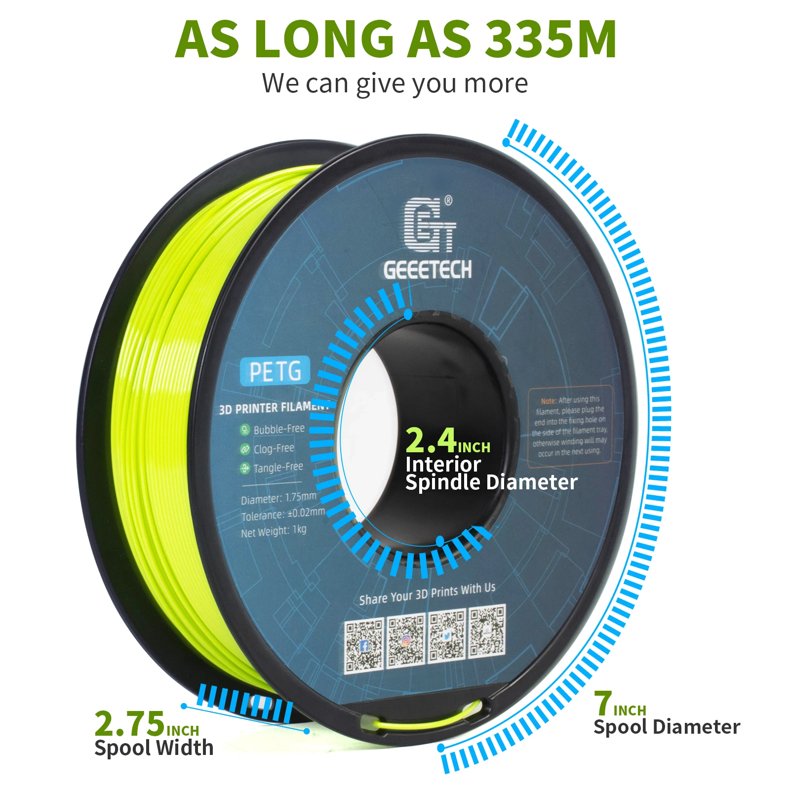 Geeetech 2 Rollos de Filamento PETG de 1.75mm +/-0.02MM, Hilo de Impresión 3D, Plástico Colorido, Almacenes Locales para la Mayoría de las Impresoras 3D FDM