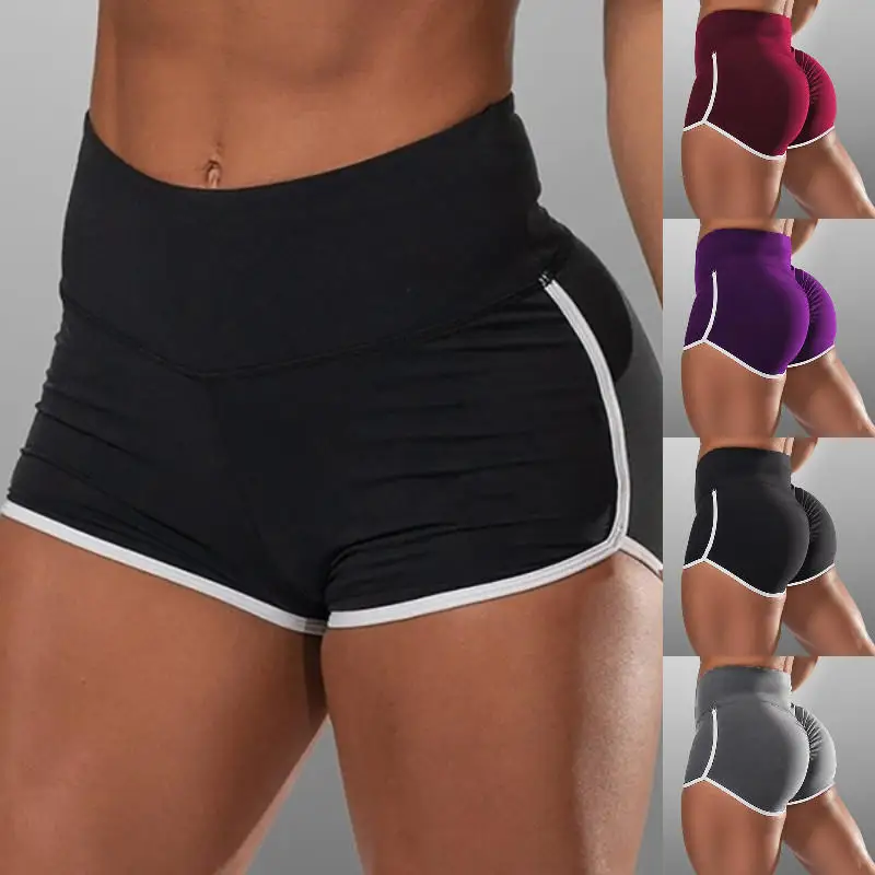 Pantalones cortos deportivos para mujer, pantalones cortos de gimnasio de cintura alta, pantalones cortos de ciclismo para mujer, pantalones cortos de Yoga para correr, mallas de entrenamiento con realce para mujer