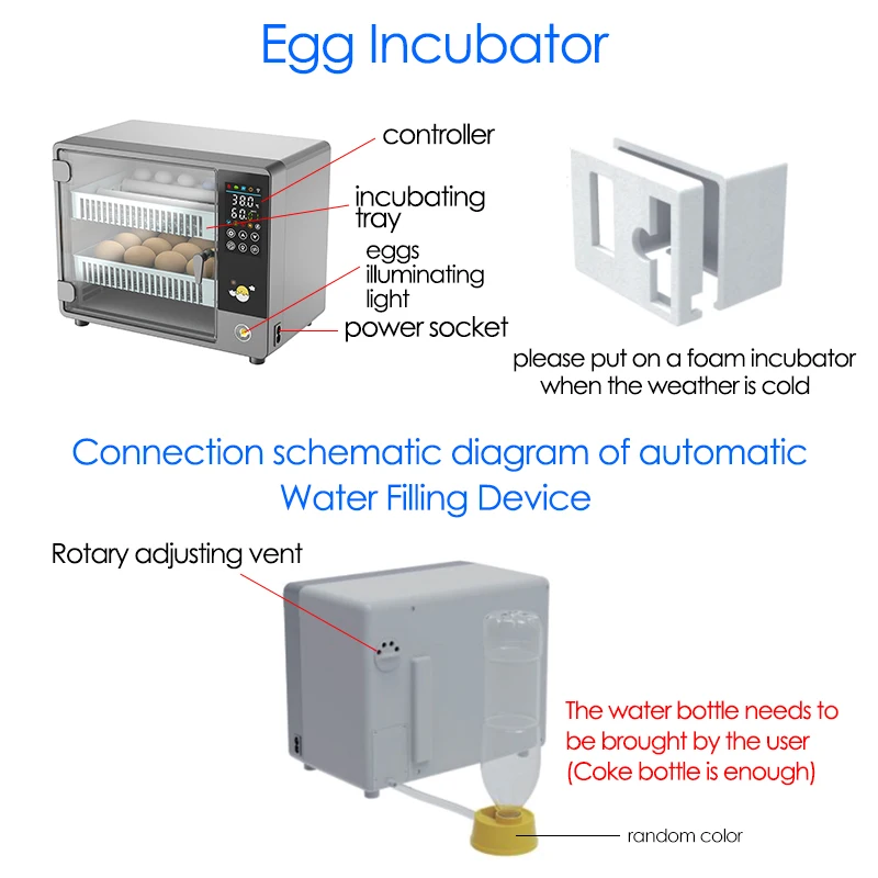 Incubadora de 24 huevos, máquina de incubación de granja con Control de temperatura táctil completamente automático, incubadora de huevos para pollos, patos y codornices