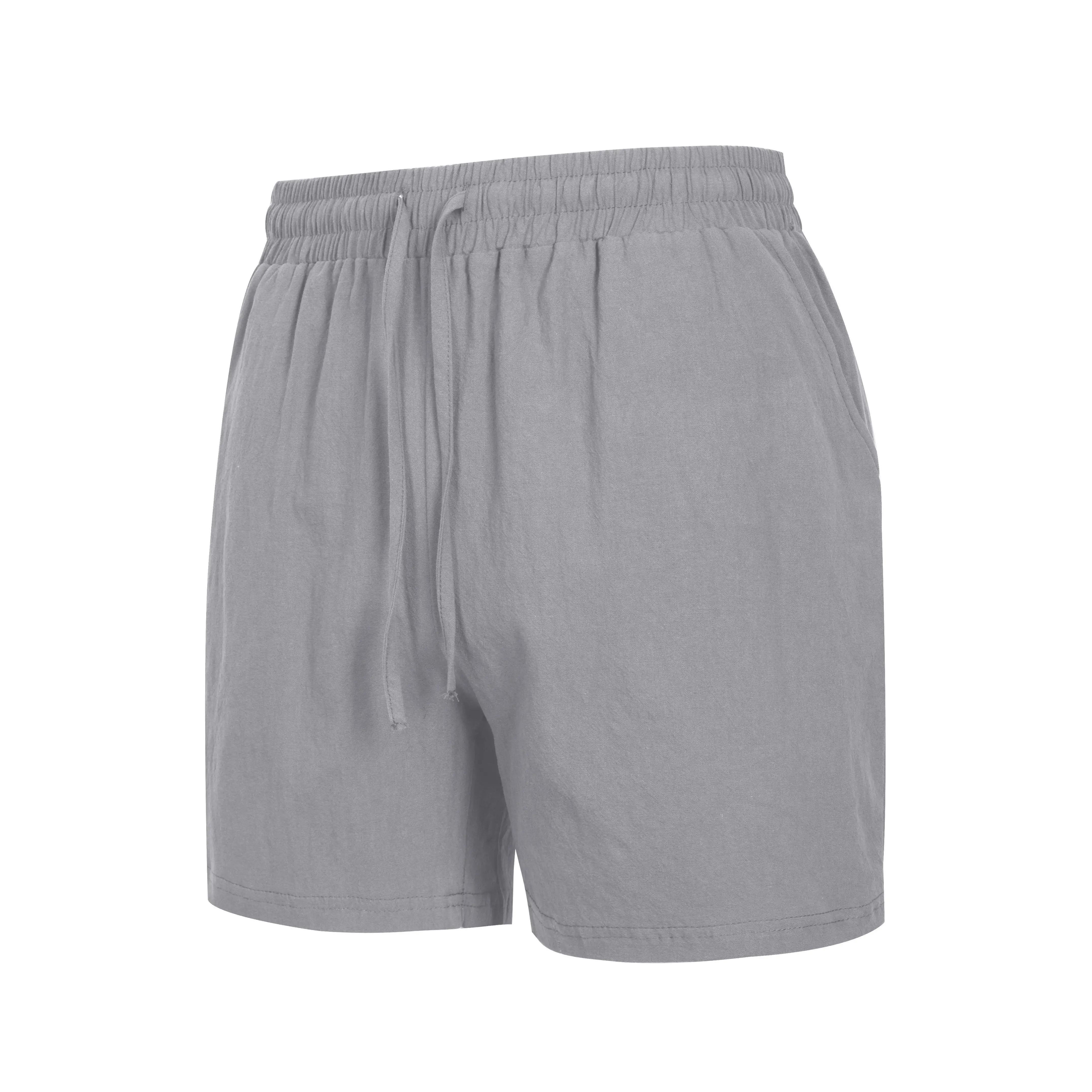 Nuevos pantalones cortos de algodón de Color sólido para playa para hombre, pantalones ligeros de verano para exteriores, pantalones cortos deportivos grandes transpirables para hombre, ropa de calle deportiva para Fitness