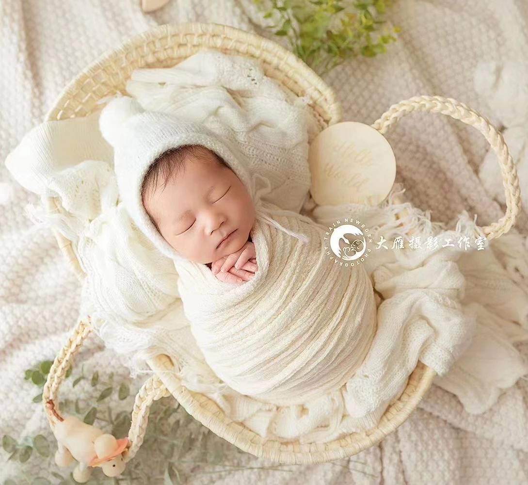 Paja canastillas newborn photography props vintage cuna bebe accesorios para fotografia de bebe recién nacido posando nido atrezzo fotografia bebe Cesta Recién Nacido with Handles newborn fotografia