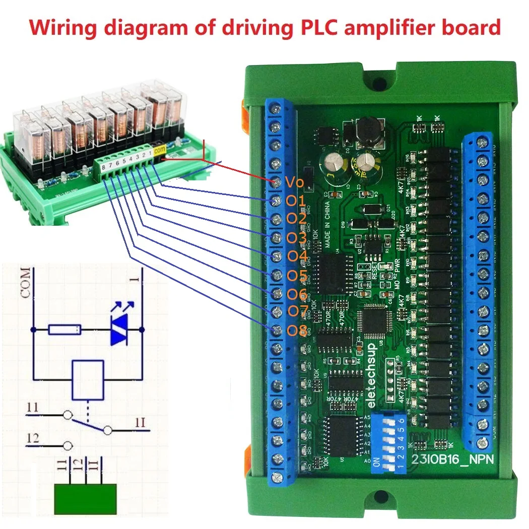 Placa de interruptor de Control remoto maestro-esclavo RS485 IO de 32 canales, entrada de aislamiento NPN/PNP, salida MOS de 300MA, módulo de expansión PLC Modbus RTU