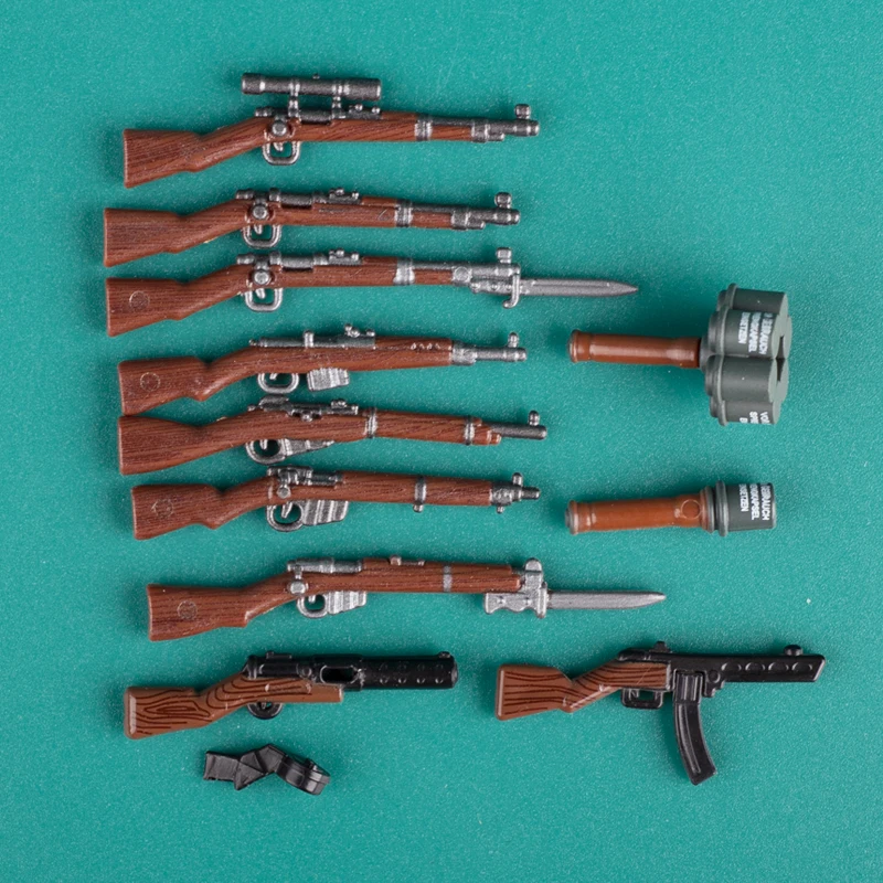 Bloques de Construcción de Madera de Armas Militares de la Segunda Guerra Mundial, Figuras de Soldados, Armas Soviéticas PPSH 98K SMLE IV Mosin G43, Juguetes de Ladrillos, Regalo para Niños
