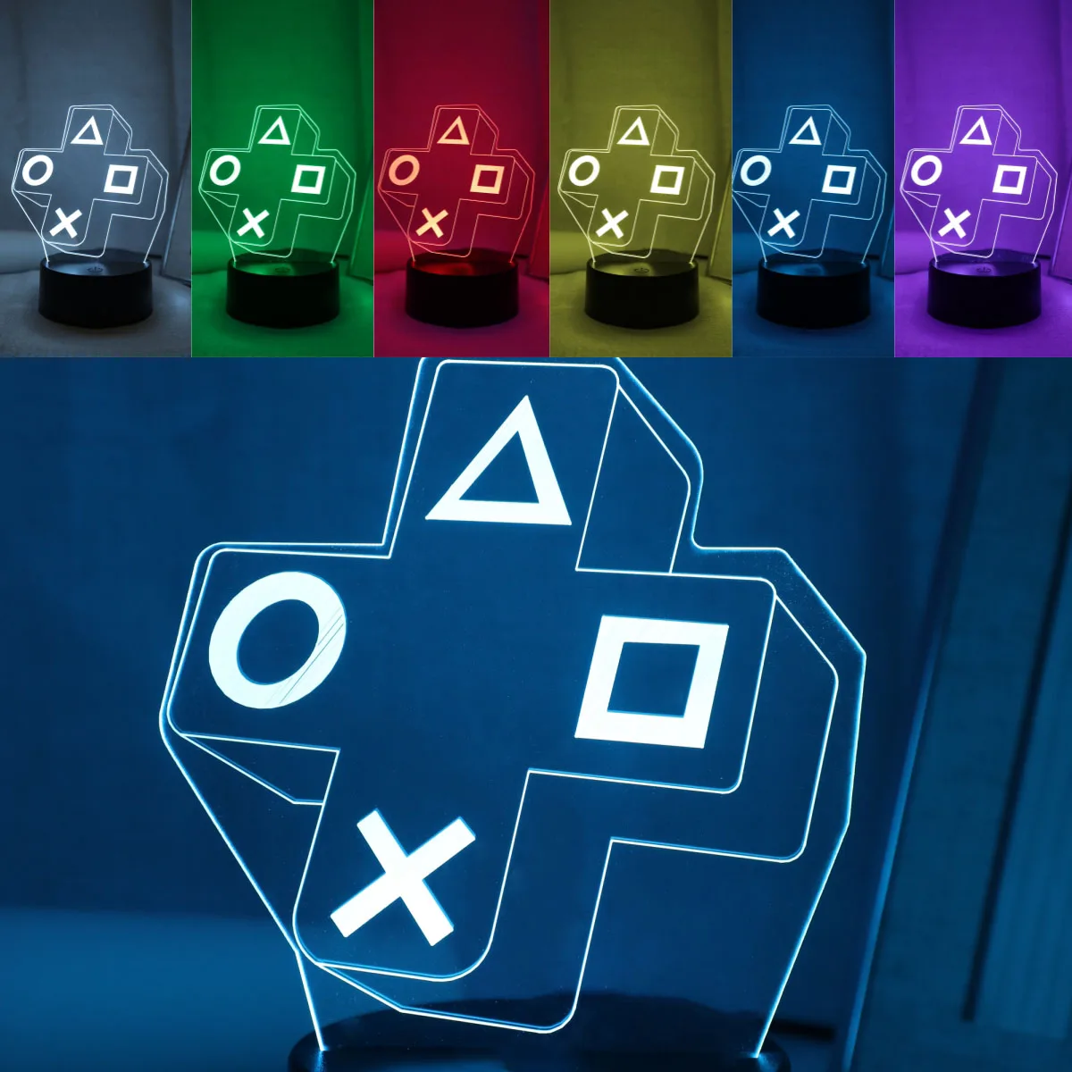 1 unidad de experiencia de juego, botón cruzado, luz nocturna 3D táctil, luz LED colorida, decoración de dormitorio, luz de ambiente