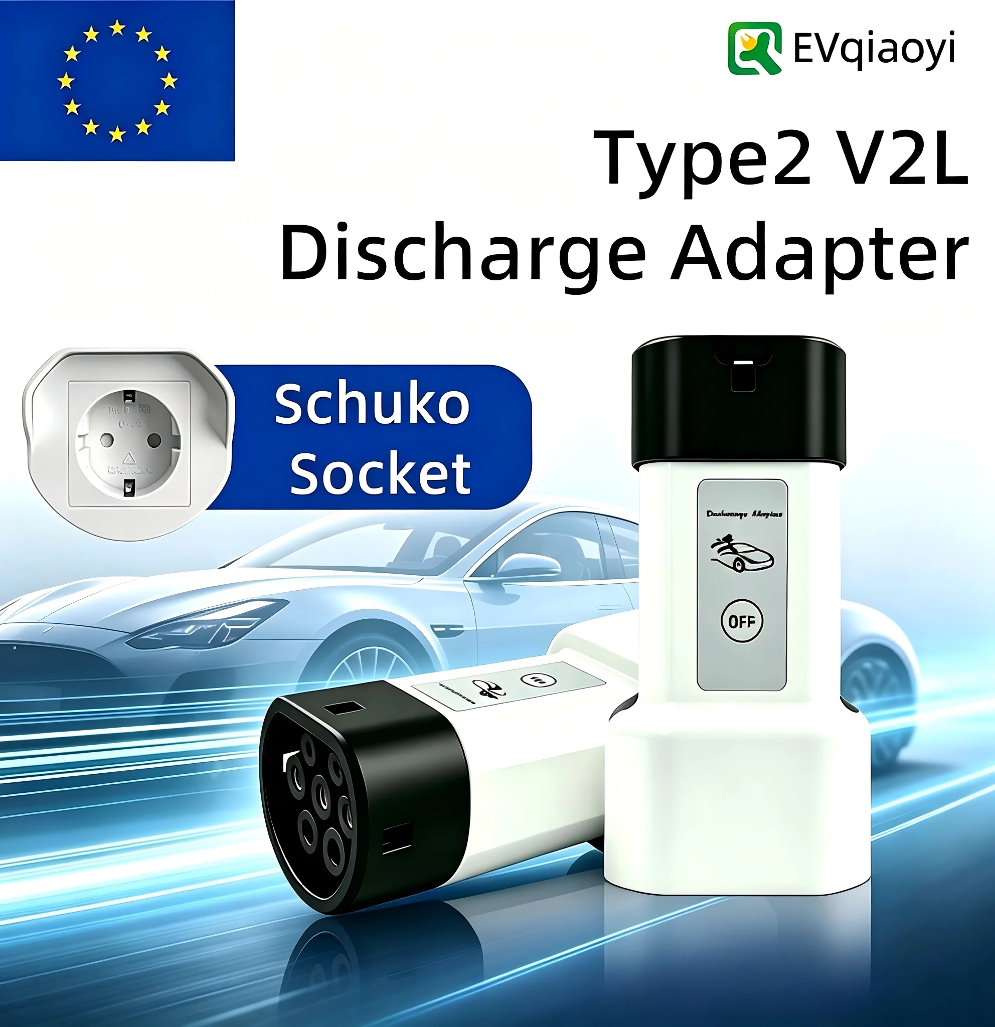 Adaptador de descarga V2L Tipo 2 de coche eléctrico a enchufe europeo para Omoda 9, Jaecoo J7, BYD Atto, Seal DM-i, Geely EX5, Starray EM-i, Xpeng G6