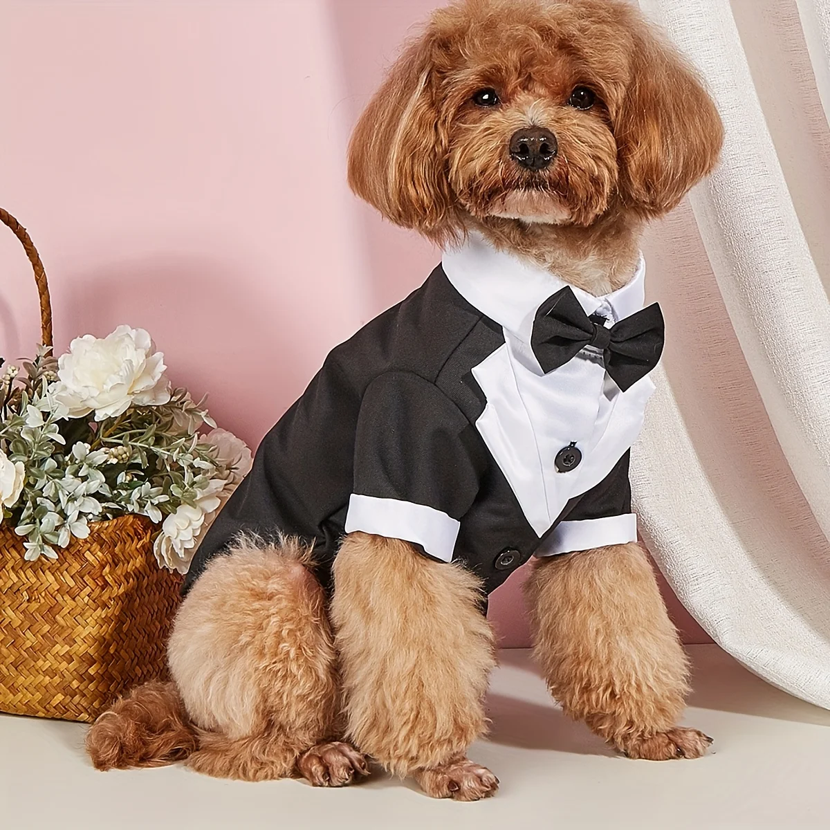 Camisa para mascotas, ropa para perros pequeños, traje Formal de boda con disfraz de pajarita