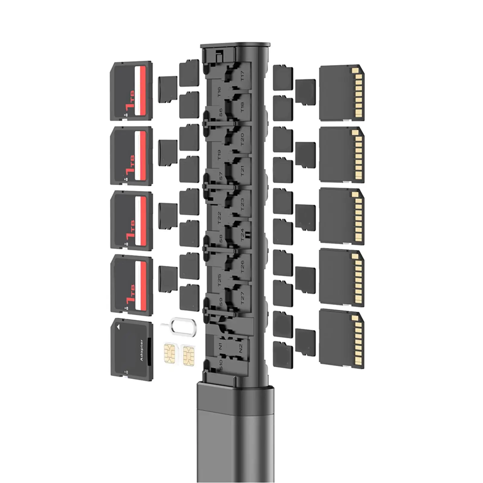 BUDI-Adaptador de Cable multifuncional, almacenamiento de tarjetas portátil, Cable de datos, caja Usb, accesorios universales para teléfono