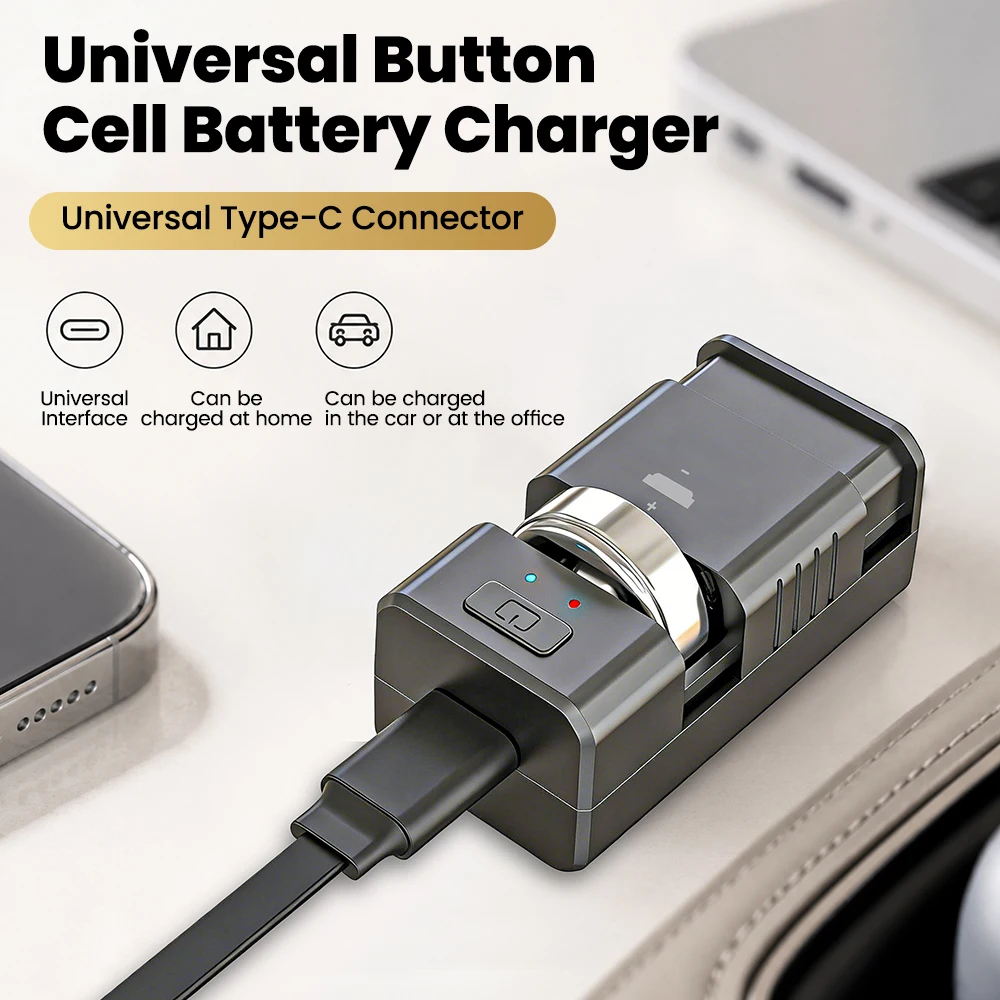 Cargador de batería de litio LIR tipo C recargable para LIR1620 2032 2477 2450, cargador universal para llave de coche con LED