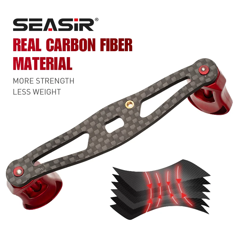 SEASIR Mango de carrete de pesca de fibra de carbono, agarre de carbono ultraligero, reajuste de 6 colores para carrete de Baitcasting, accesorios de pesca DIY