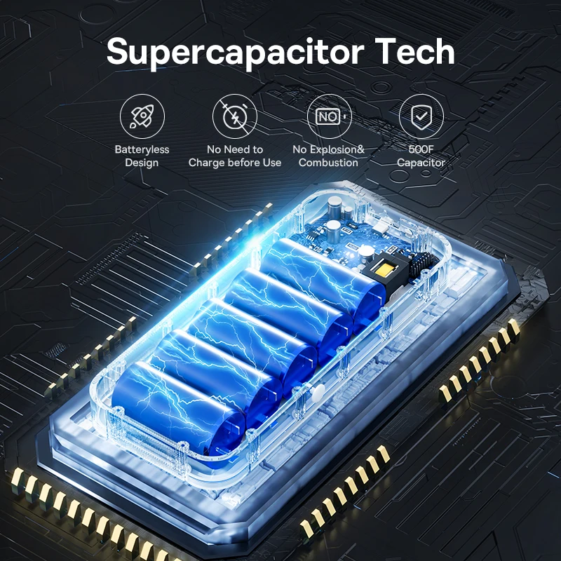 Arrancador de Coches Baseus Super Capacitor Mega 3000A, 12V, Dispositivo de Arranque de Emergencia para Automóviles, para Gasolina y Diésel