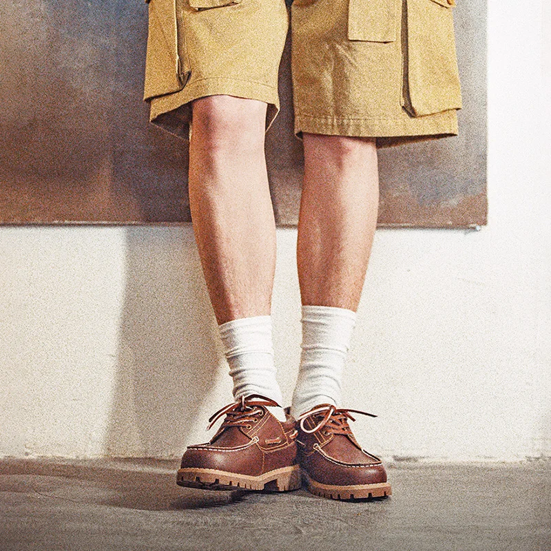 Zapatos Náuticos Vintage para Hombre Maden, con Cordones, Punta Redonda, Estilo Derby, Botas Bajas, Estilo Británico Clásico, Zapatos de Vestir para Trabajo