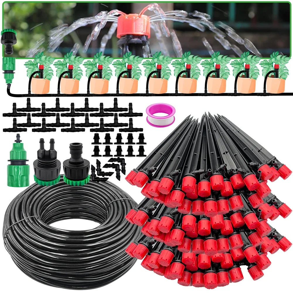 Kit de sistema de riego automático por goteo para jardín, aspersor de 1/4 ''y 13CM para maceta de bonsái, planta, flor, invernadero vegetal