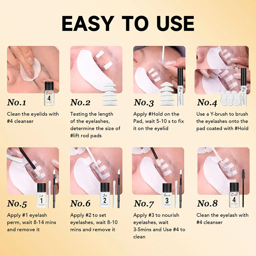 Kit de permanente para levantar pestañas Gollee, duración de 4-6 semanas, set para rizar pestañas, potenciador de pestañas, tratamiento de permanente, herramientas de maquillaje