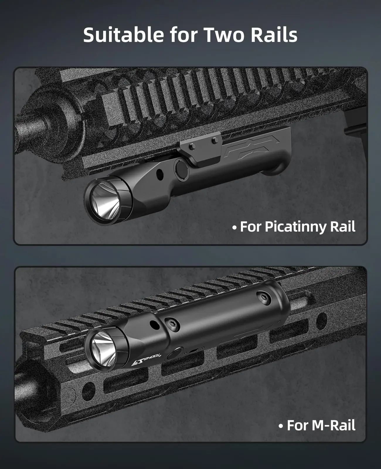 Linterna para Rifle EZshoot de 1700 Lúmenes, Recargable Magnética, Luz LED con Modo Estroboscópico para Rieles M-Rail y Picatinny, para Caza