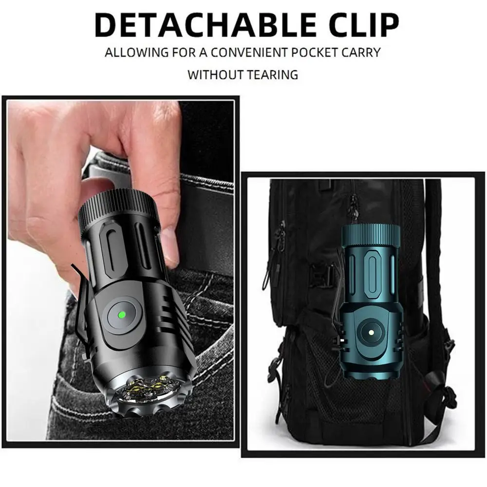 Mini linterna Led de Palma pequeña, linterna roja portátil recargable por Usb, bolsillo para el hogar y exteriores, senderismo, Camping, imán, trabajo, reparación de automóviles, 5x