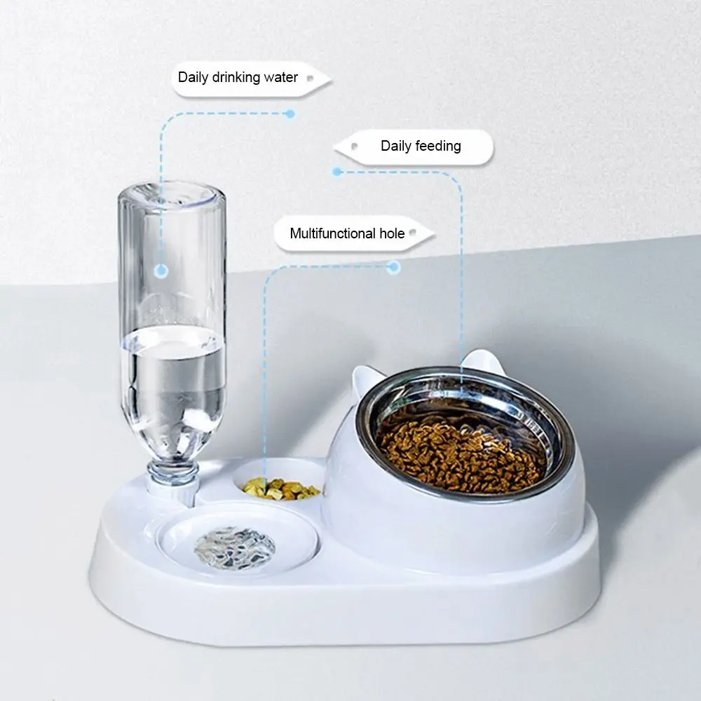 Contenedor de comida con bebedero, bebedero para mascotas, tazón 2 en 1, dispensador de agua, almacenamiento automático de agua, tazón de comida para perros y gatos