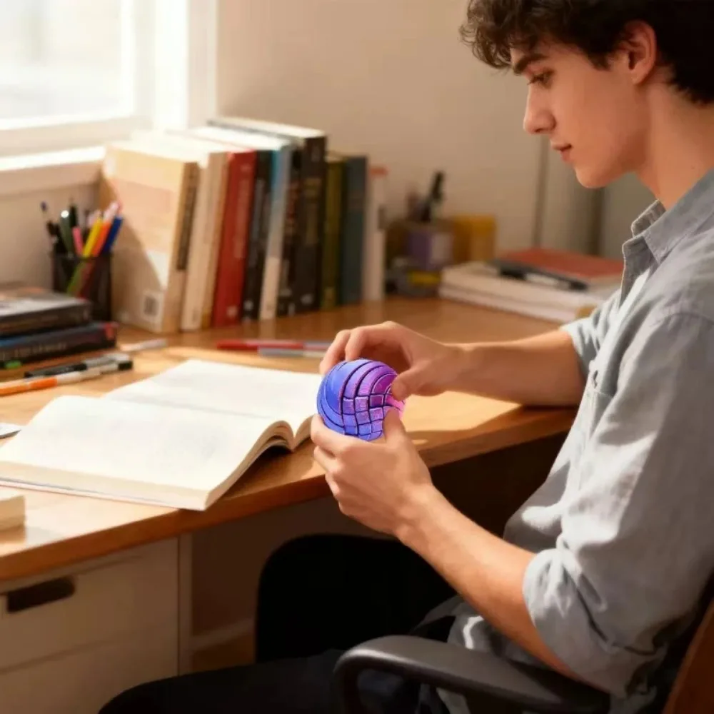 Bola Antiestrés Simle Impresa en 3D, Esfera Giratoria con Engranajes, Diseño Circular de Flujo Líquido, Bola Giratoria para Aliviar la Ansiedad en Adultos