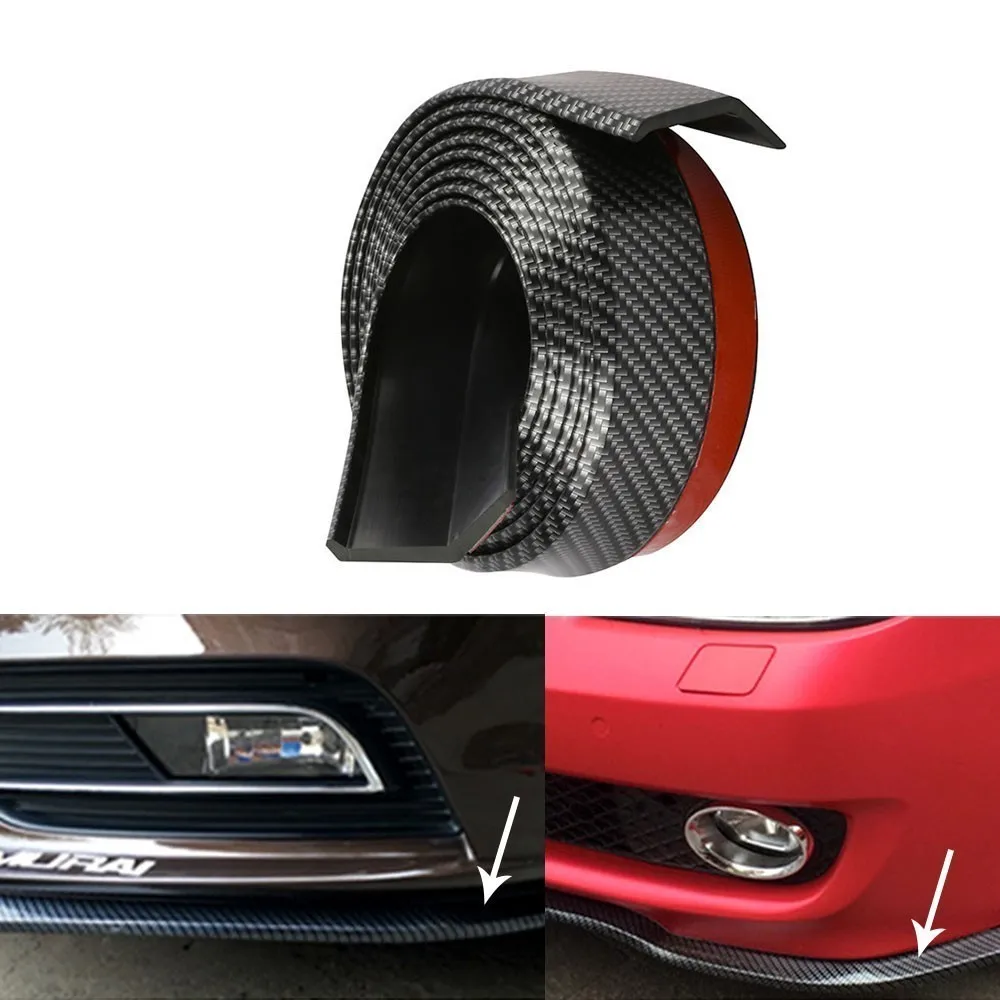 Labio de parachoques delantero de coche de 2,5 M, protectores de parachoques de goma para coche, alerón corporal, molduras exteriores brillantes, labios de parachoques, accesorios para coche