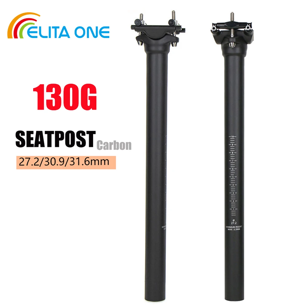 ELITA ONECarbon tija de sillín 27,2/30,9/31,6mm MTB/carretera Biike tija de sillín de fibra de carbono tornillos de titanio luz 130g tubo de asiento