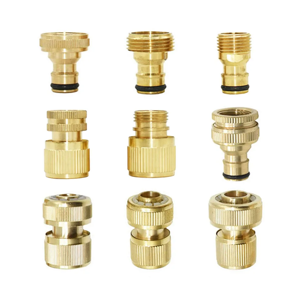 Conector rápido de latón con rosca de 1/2 ", 3/4", 1 ", adaptador de riego de jardín, manguera de cobre para riego por goteo, accesorios de conector rápido, 1 Uds.