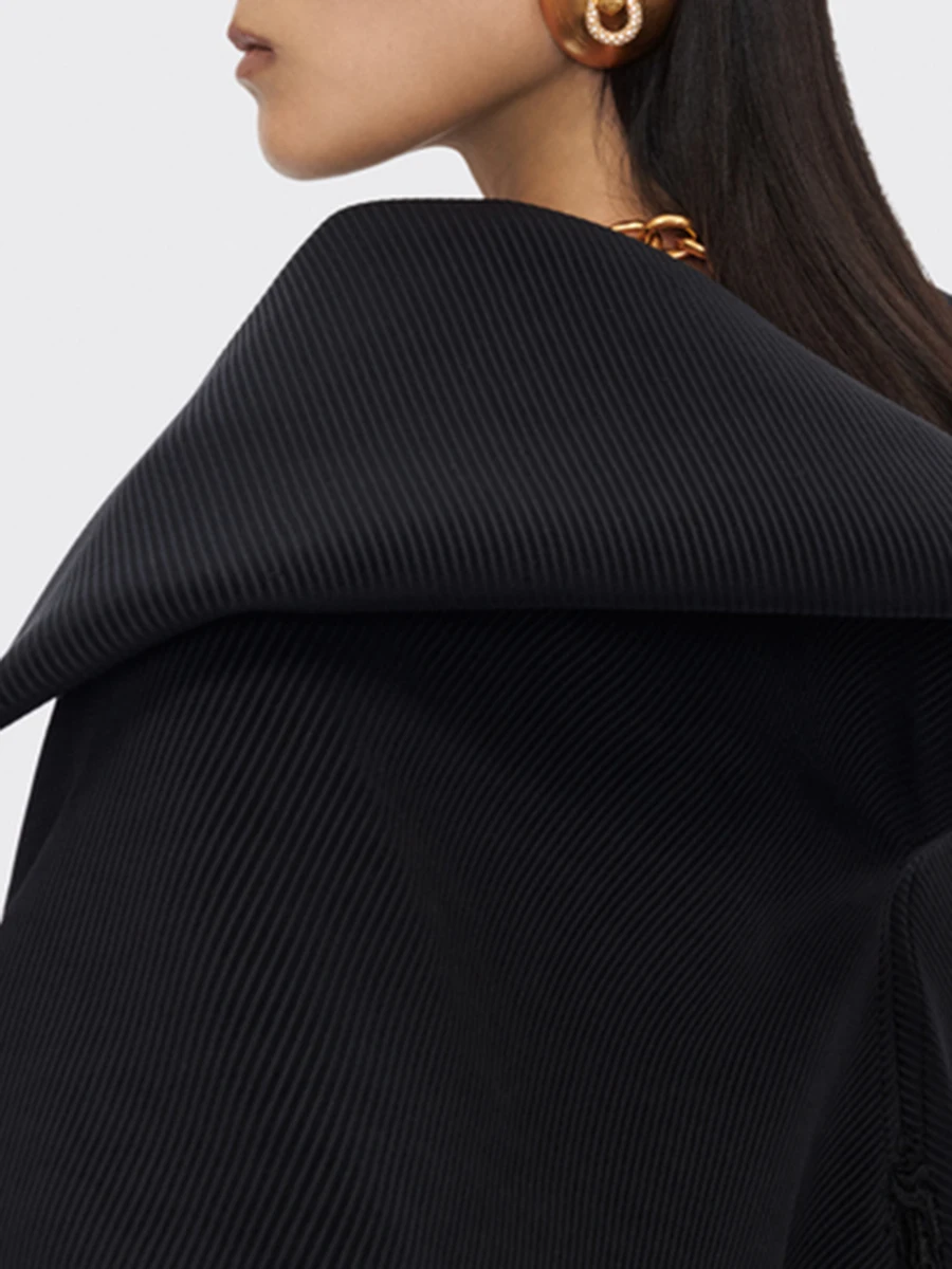 TWOTWINSTYLE, chaquetas de moda holgadas con cremallera empalmada para mujer, solapa de manga larga, chaqueta informal con cordones de retazos para mujer, nueva