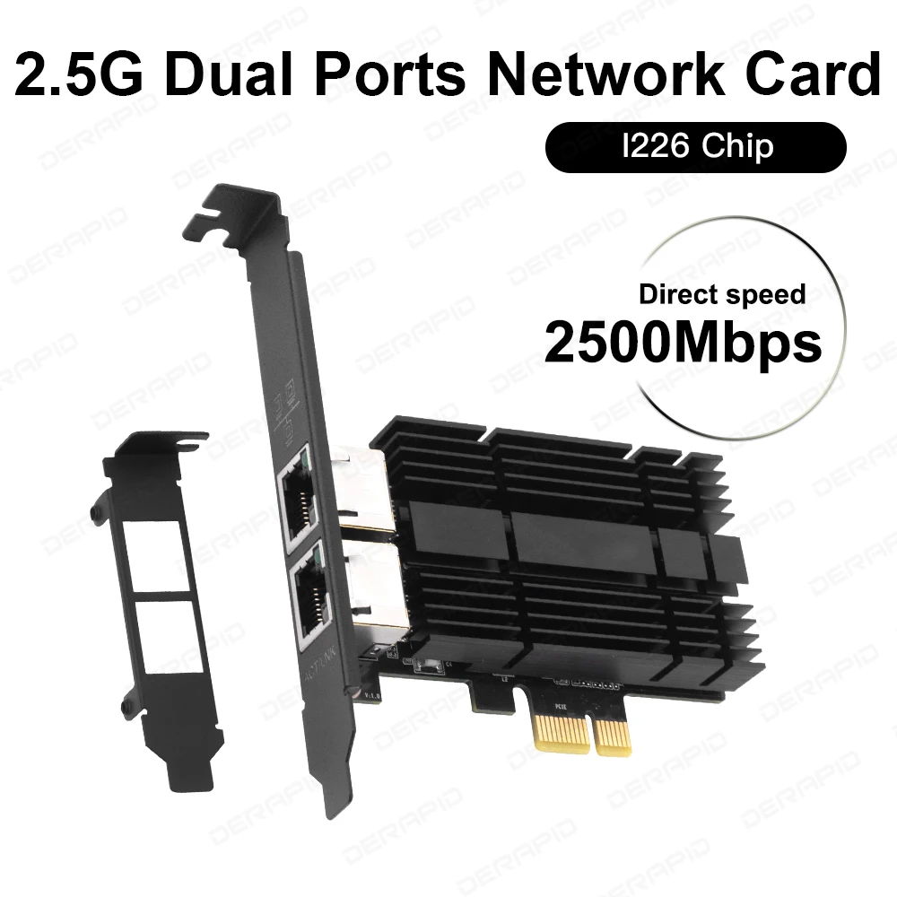 Tarjeta de red Pcie a RJ45 Intel I226 de 2500Mbps, Ethernet Gigabit de 2,5G, tarjeta de red de uno/dos puertos de 100/1000/2500Mbps para escritorio