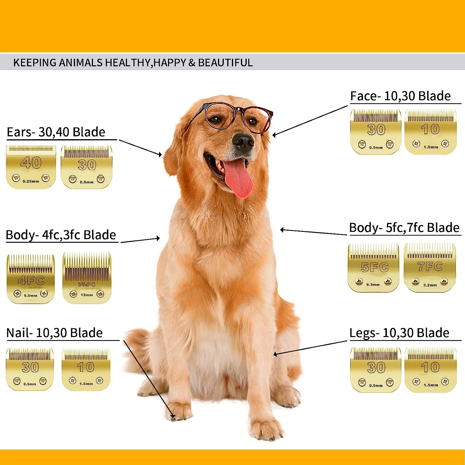 Cizalla eléctrica desmontable para mascotas 4F/5F/7F/10/15, hoja de acero inoxidable, Compatible con Andis, Oster A5, Wahl KM Series