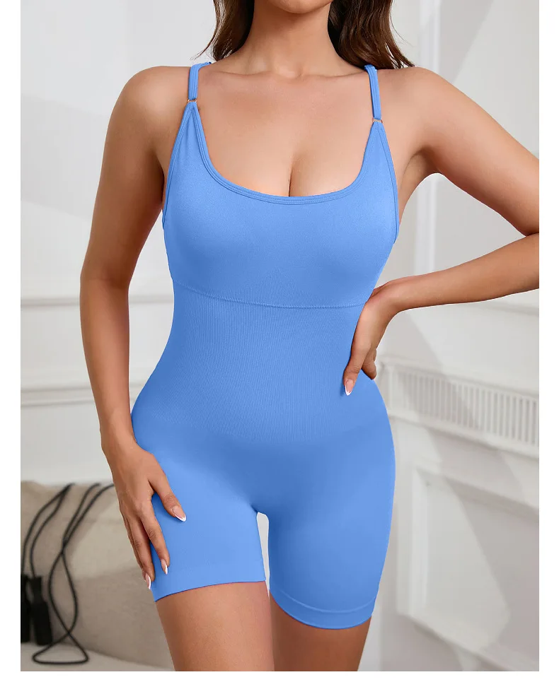 Mono de yoga sexy sin costuras color melocotón: tela de punto elástica y de secado rápido, almohadillas extraíbles, diseño a rayas, corte delgado para mujer