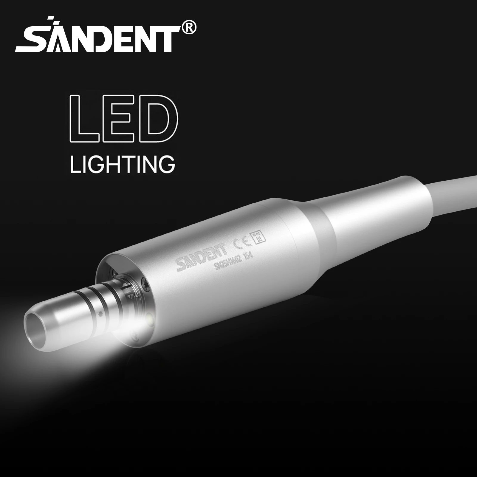 Micromotor Eléctrico Dental SANDENT de 40K RPM con LED, Sistema de Control Vectorial Tipo E, con Tanque de Agua para Prácticas Quirúrgicas