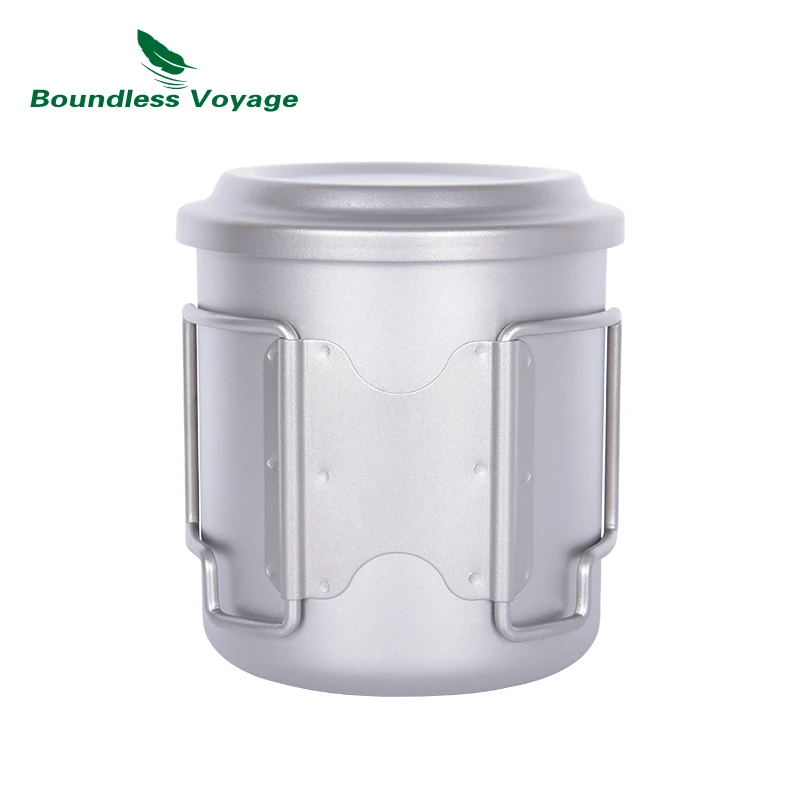Taza de titanio Boundless Voyage con colador de té, taza de té de 420ml/14,2 Fl.oz con mango plegable, tetera para acampar al aire libre Ti3054D