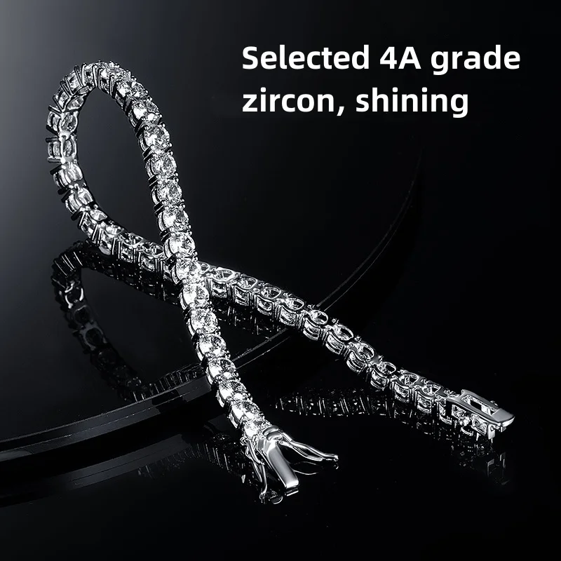 Pulsera de Tenis de Zirconia de Grado 4A Chapada en Plata 925 y Oro 18K a Precio de Fábrica para Hombre y Mujer, Joyería Exquisita de Moda y Personalidad