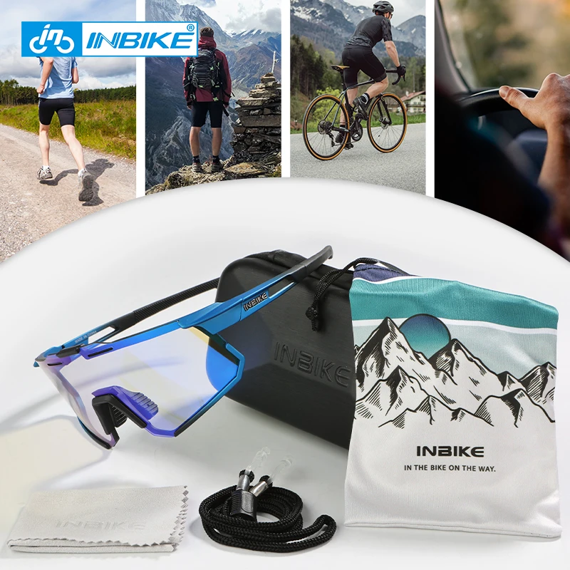 INBIKE-gafas de sol fotocromáticas para ciclismo, lentes profesionales para montar en bicicleta de carretera, a prueba de viento, gafas de arena para hombre